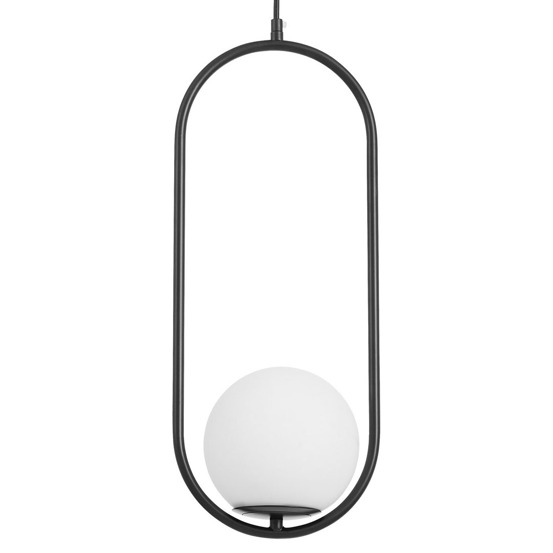 Czarna lampa wisząca, biała kula, szklany klosz, elegancka, nowoczesna, glamour - VERO 1B - Lampit zdjęcie 1