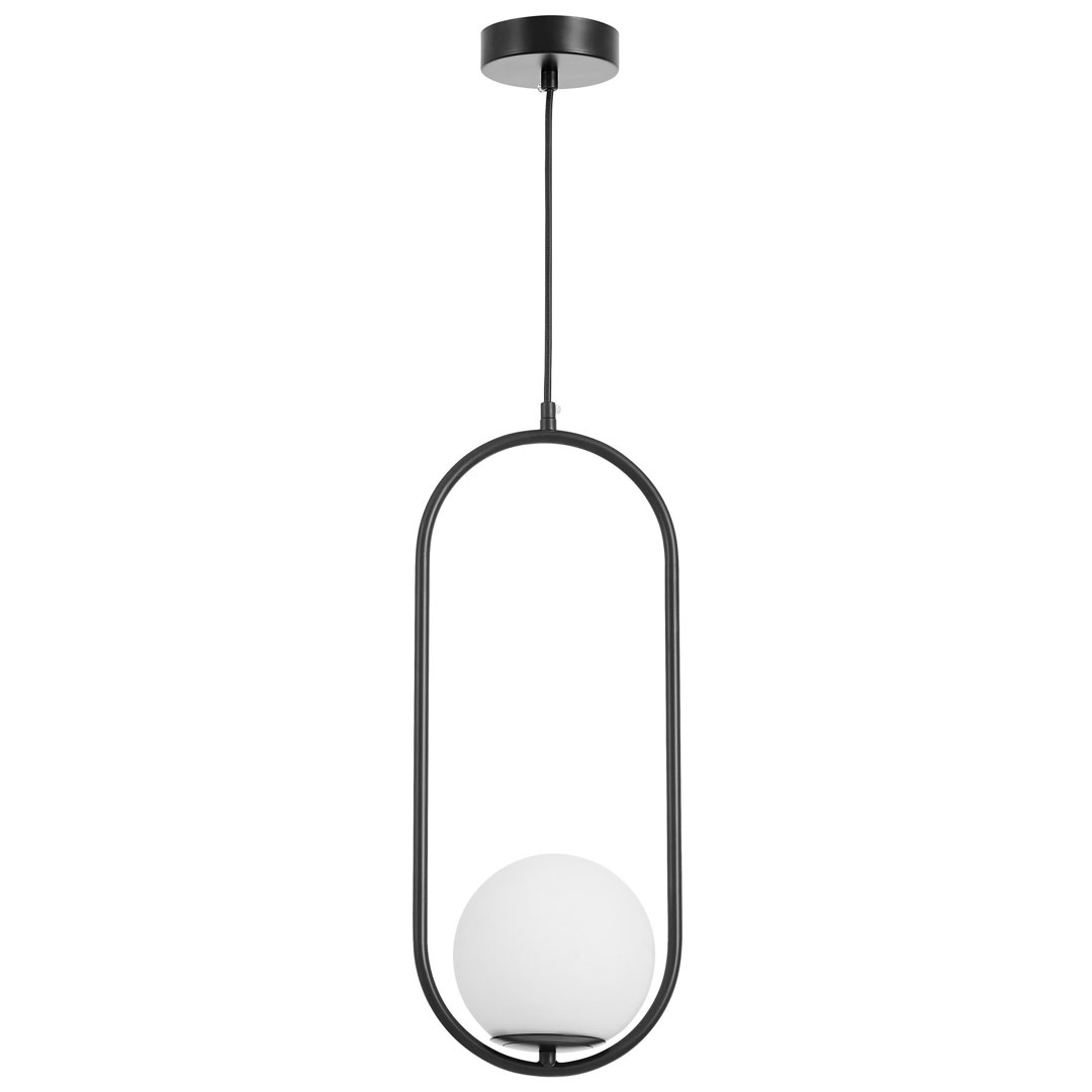 Czarna lampa wisząca, biała kula, szklany klosz, elegancka, nowoczesna, glamour - VERO 1B - Lampit zdjęcie 2