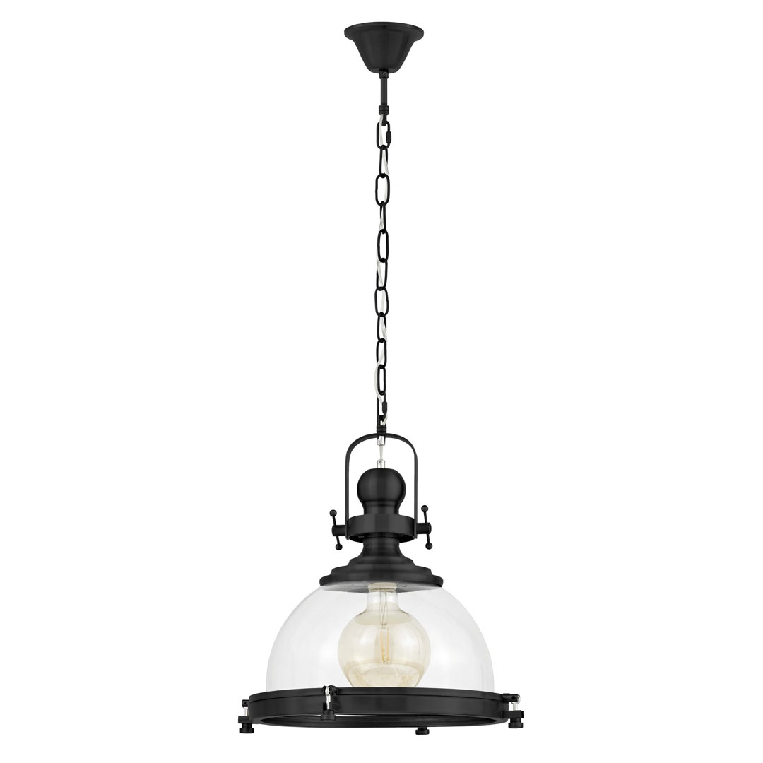 Czarna lampa wisząca loft, industrialna, loftowa, metalowa, szklany klosz kopuła - FALCO - Lumina Deco zdjęcie 2