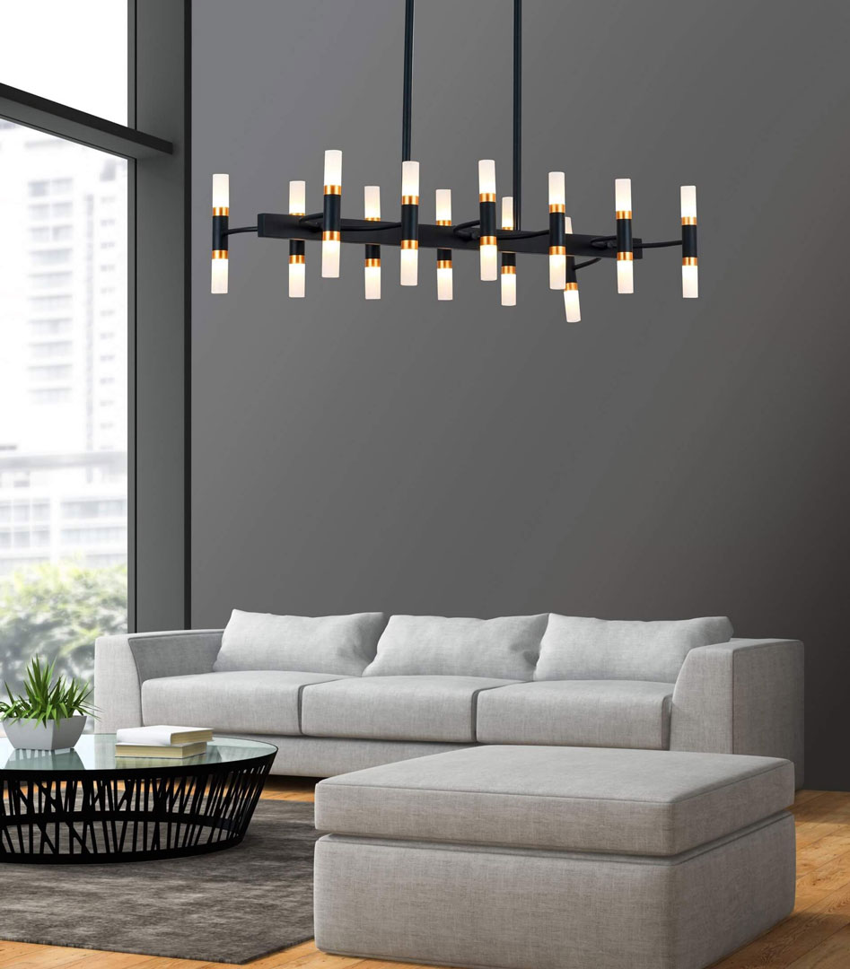 Nowoczesna, czarno-złota lampa wisząca, elegancka RICHMOND PRO W24 - Lumina Deco zdjęcie 2