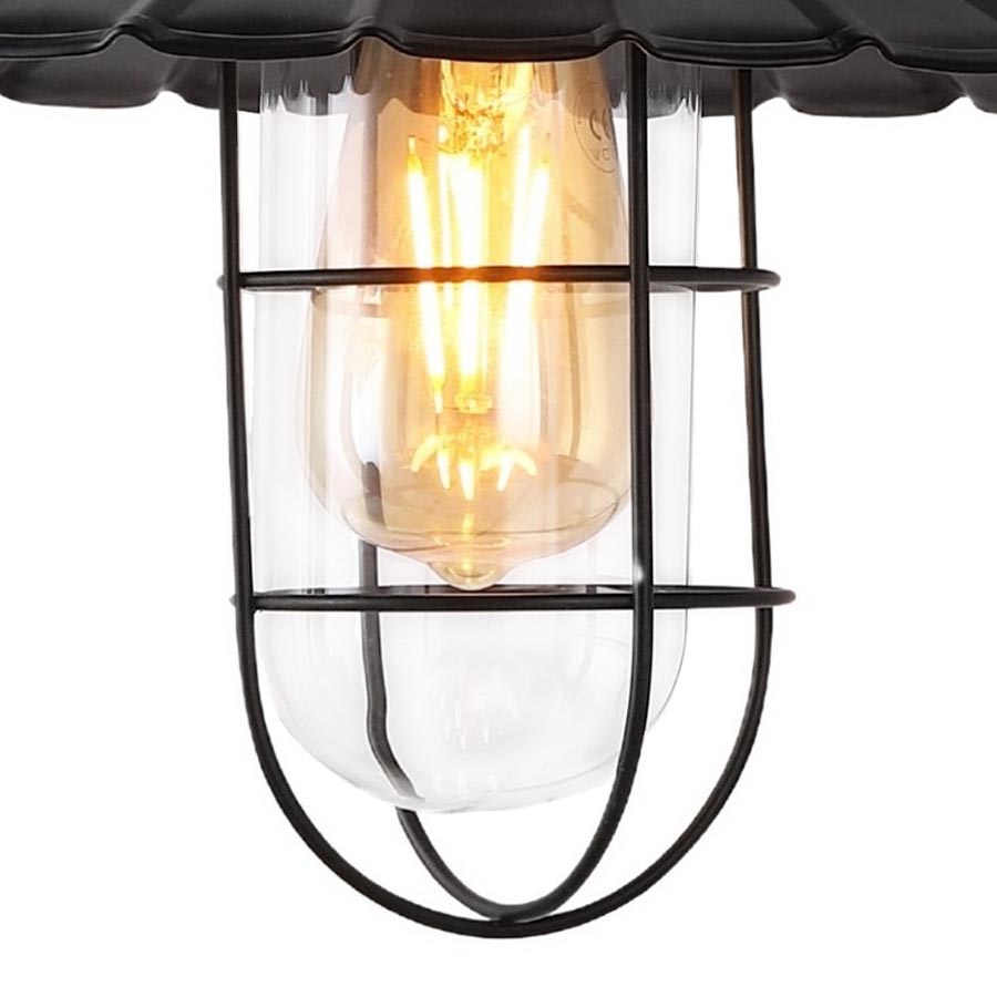 Czarna lampa ścienna, kinkiet loftowy z metalową siatką LATARO - Lumina Deco zdjęcie 4