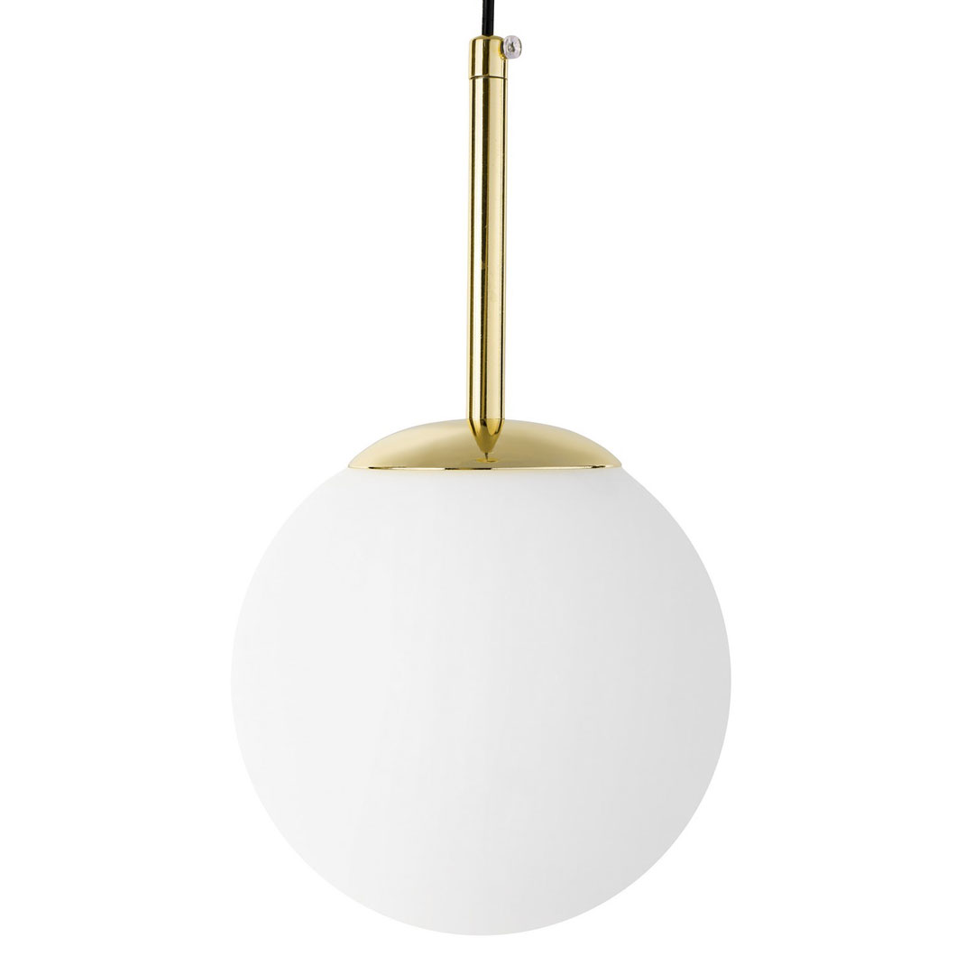 Elegancka wisząca lampa, złoto klasyczne, biały klosz, szklana kula, pionowy zwis, styl glamour - FREDICA - Lumina Deco zdjęcie 1