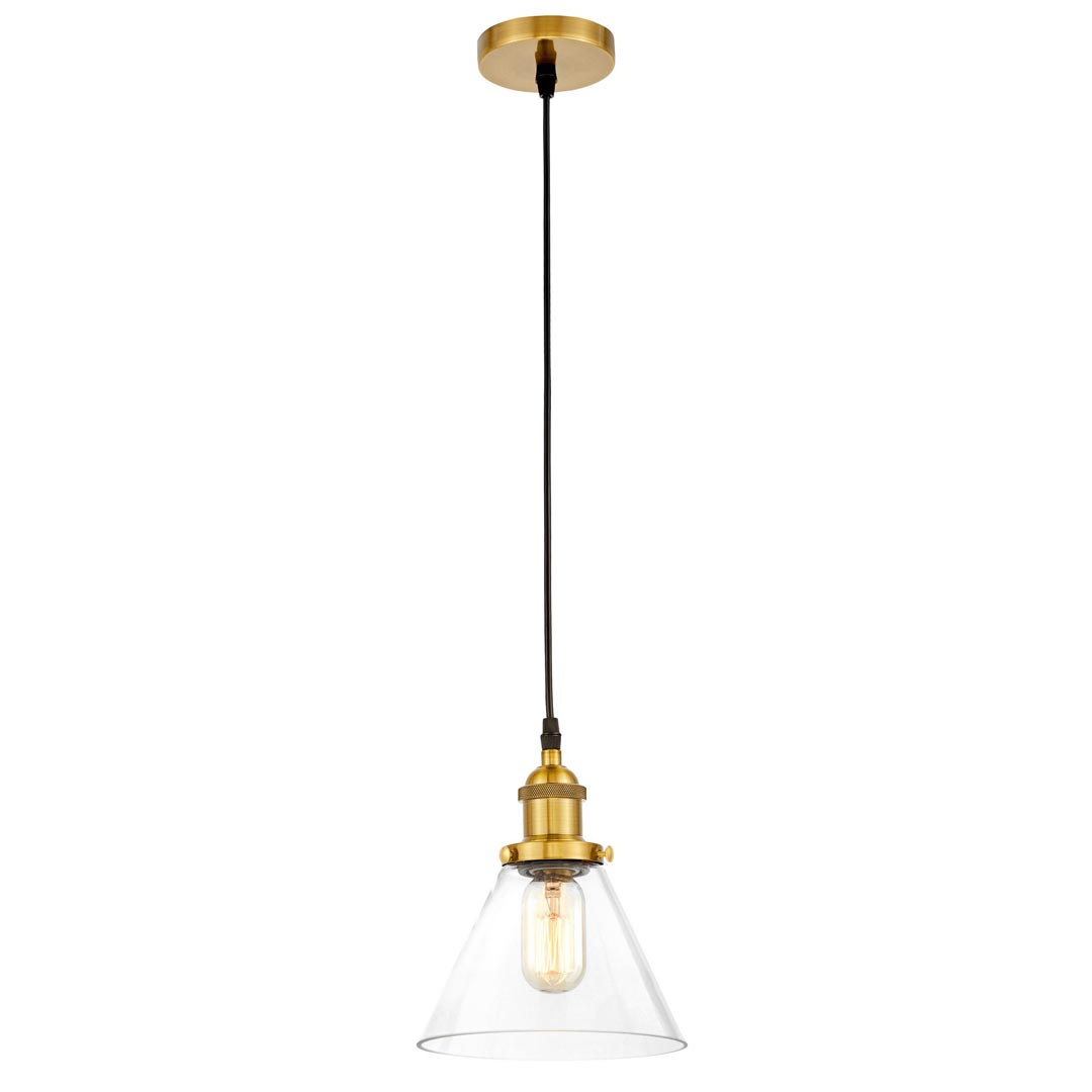 Przezroczysta lampa wisząca loft, mosiężna, industrialna NUBI - Lumina Deco zdjęcie 2