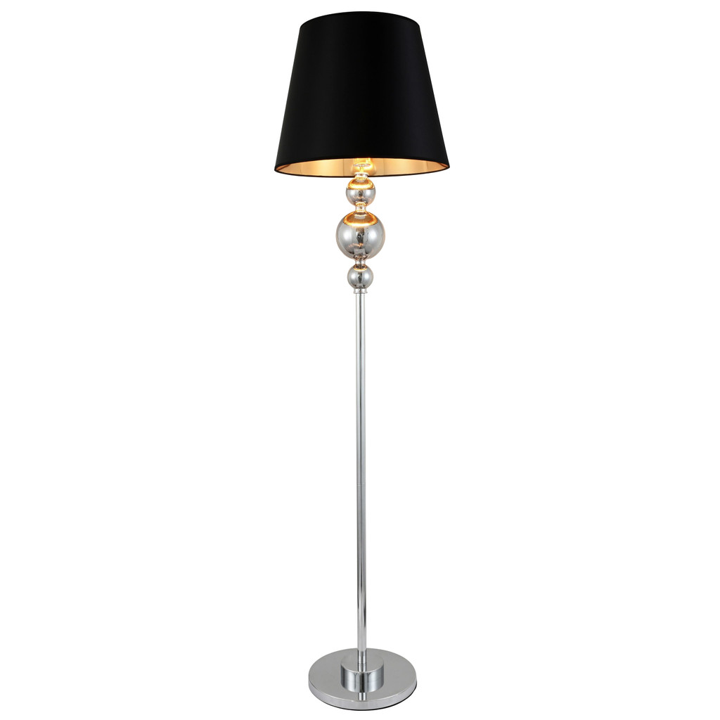 Nowoczesna chromowana lampa podłogowa MURANEO z czarnym abażurem glamour - Lumina Deco zdjęcie 3