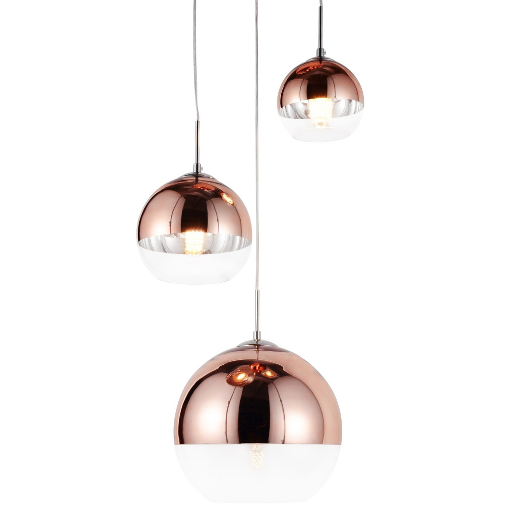 Nowoczesna lampa wisząca VERONI TRIO rose gold, szklane, okrągłe klosze - Lumina Deco zdjęcie 3