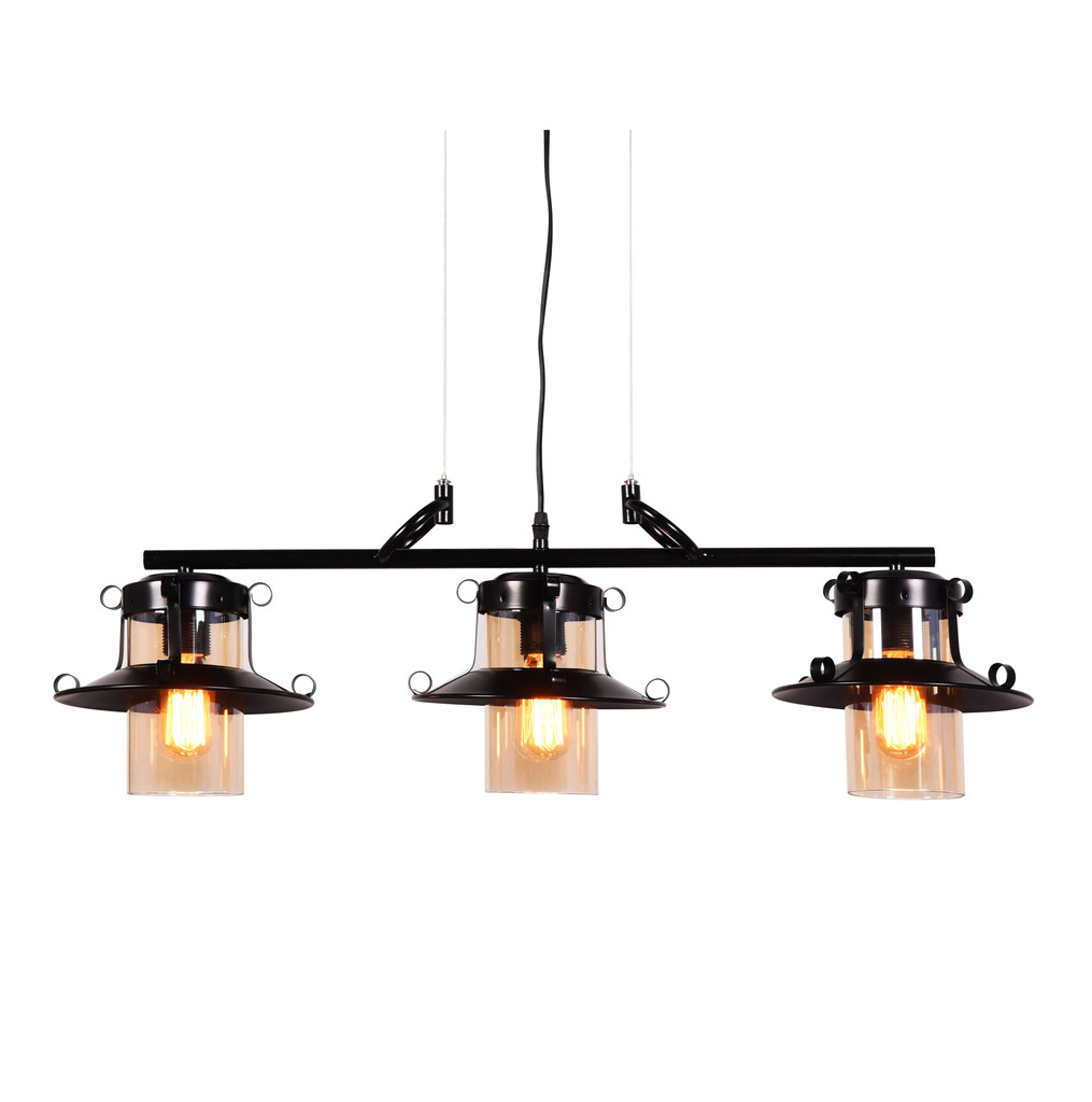 Czarno - bursztynowa lampa wisząca CAPRI TRIO na listwie industrialna - Lumina Deco zdjęcie 1