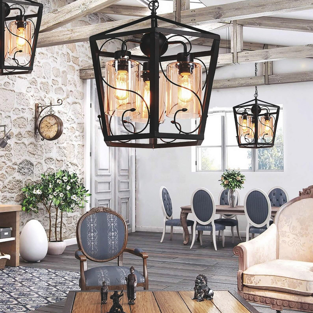 Nowoczesna lampa wisząca SPARETTA na łańcuchu czarna metalowa loft - Lumina Deco zdjęcie 2