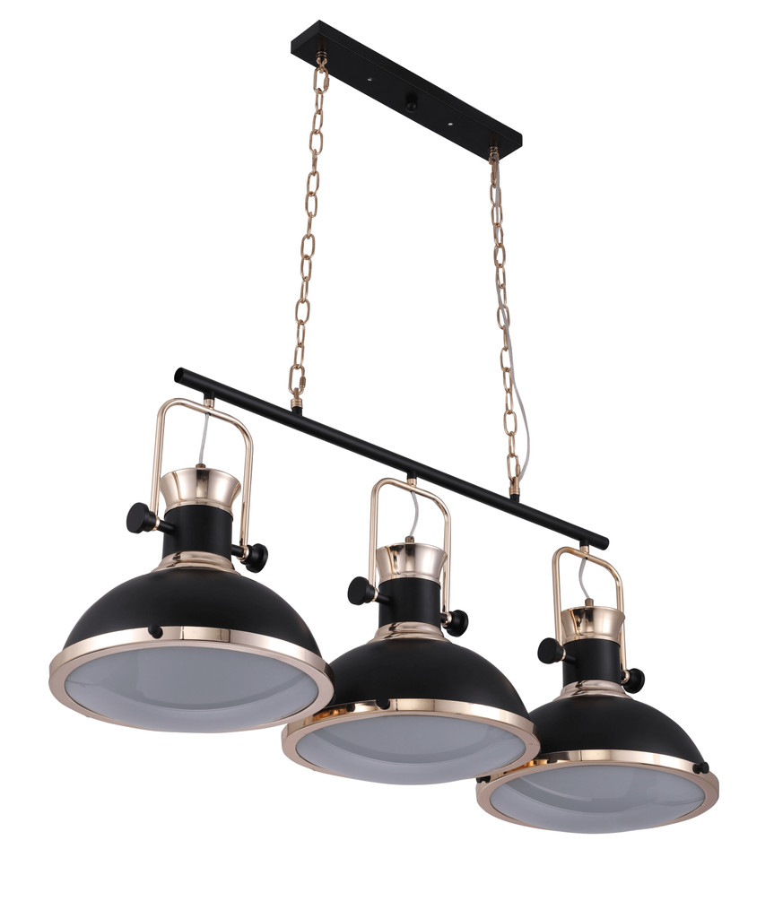 Metalowa lampa wisząca BATORE W3 potrójna na łańcuchu czarna loft - Lumina Deco zdjęcie 1