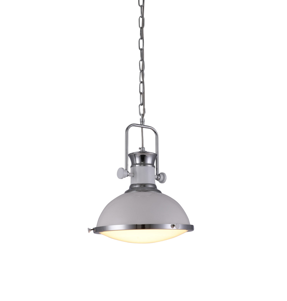 Przemysłowa biała lampa wisząca BATORE W1 loft półokrągła zwis - Lumina Deco zdjęcie 3