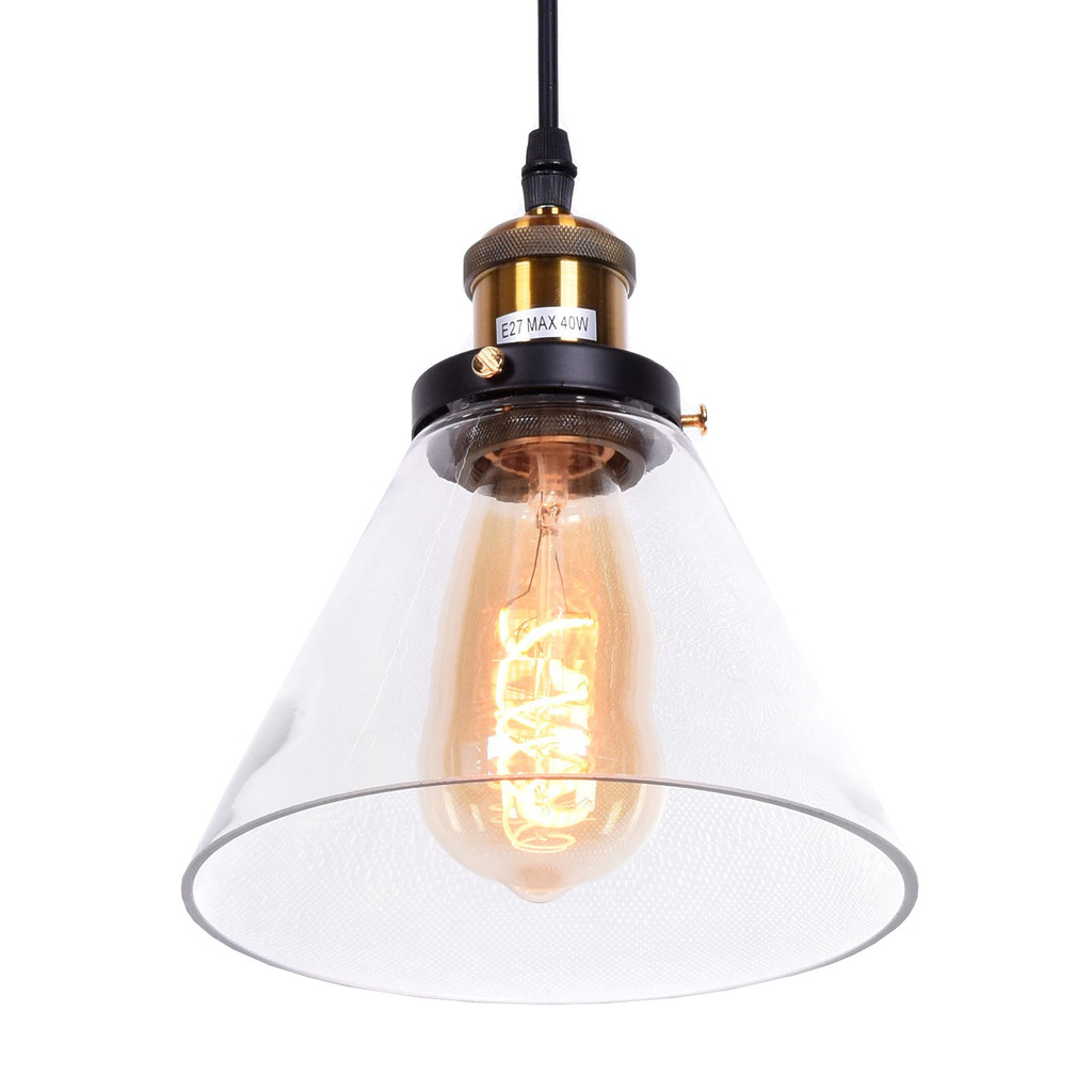 Lampa wisząca loft industrialna skandynawska NUBI szklana zwis stożek przezroczysty - Lumina Deco zdjęcie 4