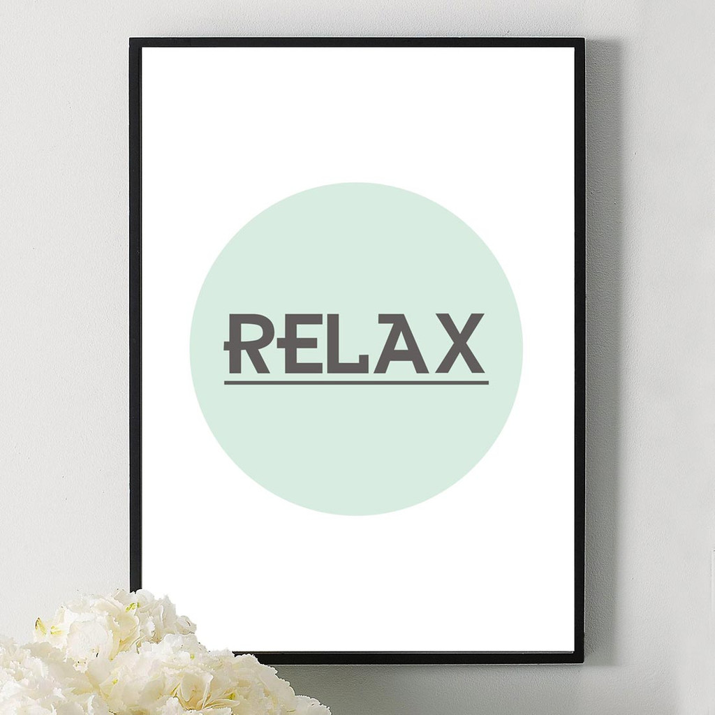 Plakat na ścianę grafika i napis RELAX miętowy - Dekoori zdjęcie 1