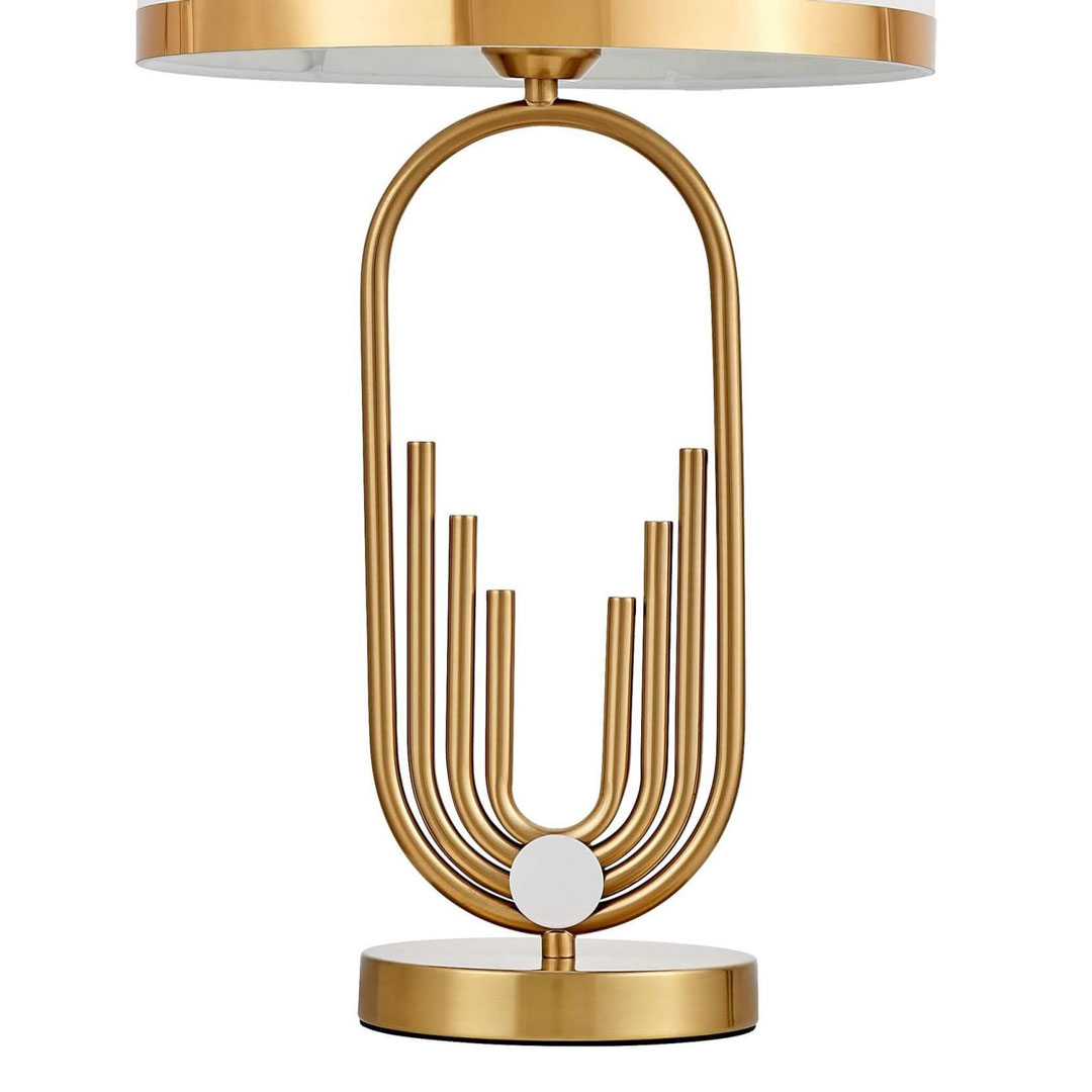 Mosiężna lampa nocna, biały abażur, glamour, art deco, vintage retro styl nowojorski - ZANETTI - Lumina Deco zdjęcie 2