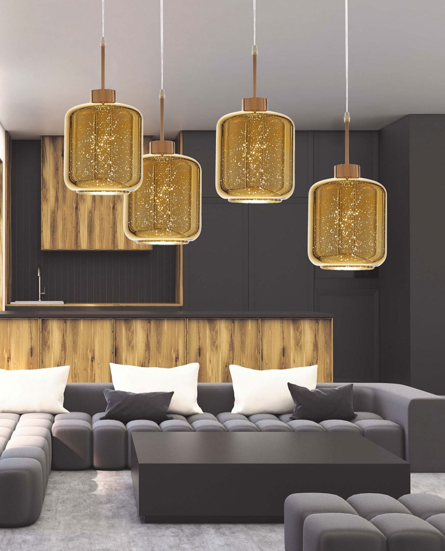 Szklana złota lampa wisząca ALACOSMO nowoczesny modny design - Lumina Deco zdjęcie 2